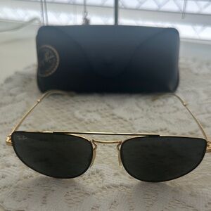 Ray-Ban Gold Frame Sunglasses with Black Lenses